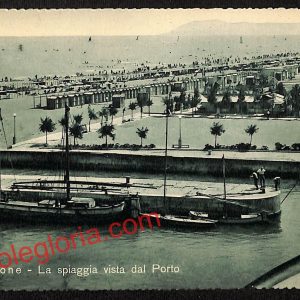 ah9895 - CARTOLINA D'EPOCA - Riccione Città - La Spiaggia vista dal Porto