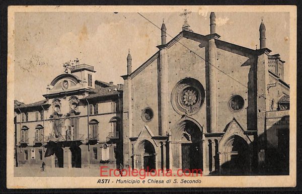 ae0656 - CARTOLINA  D'EPOCA - Asti Città - Chiesa di S. Secondo  1928