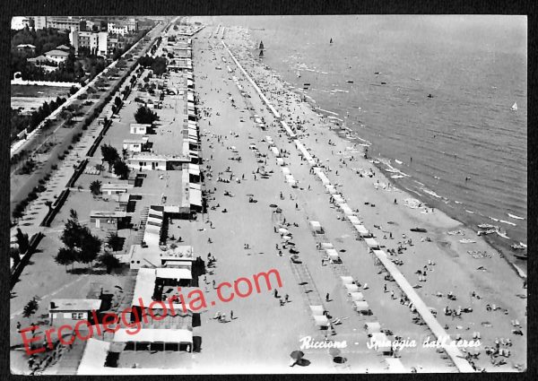 ah9899 - CARTOLINA D'EPOCA - Riccione Città - Spiaggia dall'aereo