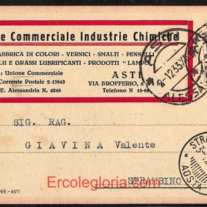 ae0659 - CARTOLINA  D'EPOCA - Asti Città - Unione Commerciale Industrie Chimiche
