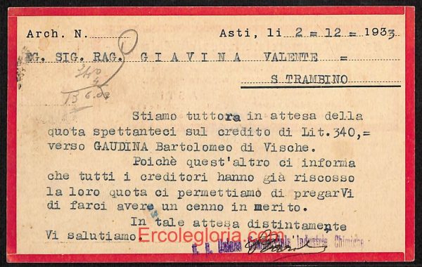 ae0659 - CARTOLINA  D'EPOCA - Asti Città - Unione Commerciale Industrie Chimiche - immagine 2