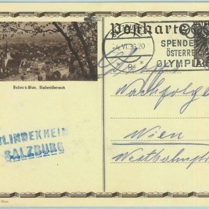68101 - AUSTRIA -  POSTAL STATIONERY CARD - 1936 Olympic postmark: Salzburg 2