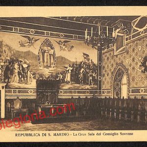 ai4787 - CARTOLINA D'EPOCA - San Marino - La Grand Sala del Consiglio Sovrano