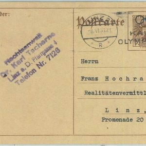 68102 - AUSTRIA -  POSTAL STATIONERY CARD - 1936 Olympic postmark: LINZ 2
