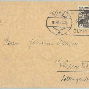 68111 - AUSTRIA -  POSTAL HISTORY - COVER 1935  Olympic postmark: Graz 1