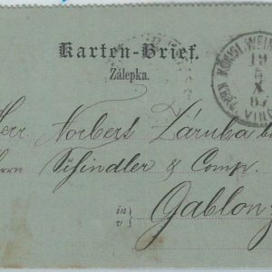 69841 - AUSTRIA Slovakia - POSTAL HISTORY - STATIONERY CARD from VINOHRAD 1887
