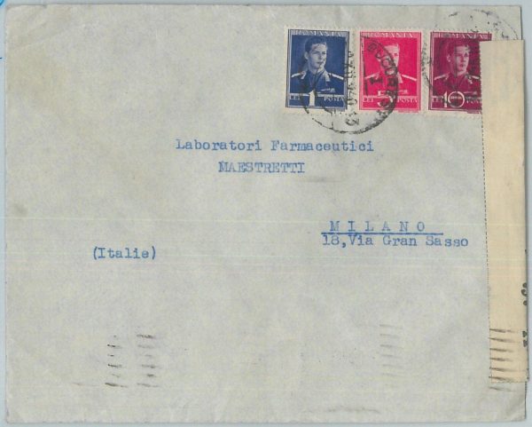77561  - ROMANIA - POSTAL HISTORY - CENSORED  COVER to ITALY 1940