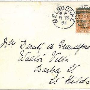 26902 - VICTORIA - POSTAL HISTORY - COVER - MELBOURNE to BARKLY  ST. KILDA 1892