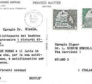 26897 - BASUTOLAND - POSTAL HISTORY -   COVER to ITALY  1964