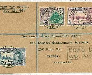 Gilbert & Ellice Is -   FDC COVER to AUSTRALIA - 1946 Victory Peace Issue