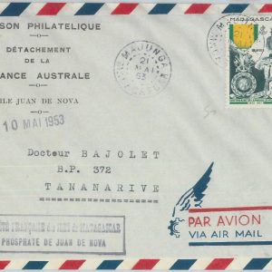 81068 -  MADAGASCAR - POSTAL HISTORY -   COVER with nice JUAN DE NOVA mark 1953