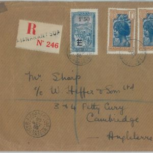81087 - MADAGASCAR - POSTAL HISTORY - REGISTERED COVER from Fianarantsoa 1935