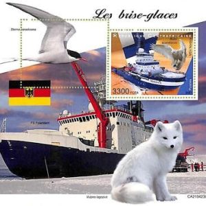 A7599- CENTRAFRICAINE- ERROR MISPERF Stamp Sheet - 2021- POLAR Boat BIRDS Owl