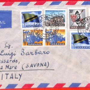 aa3782 - TANZANIA - POSTAL HISTORY - AIRMAIL COVER to ITALY 1966 Music Flags