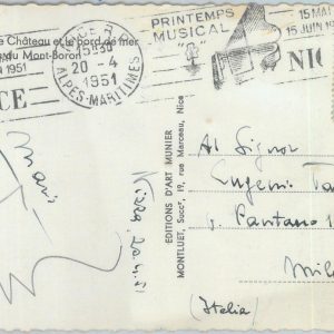 82841 - ITALY - POSTAL HISTORY -  POSTMARK on postcard: MUSIC Piano 1951