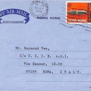 aa6829 - HONG KONG - POSTAL HISTORY - AIRMAIL COVER  to ITALY  1968 - BOATS