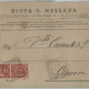80415 -  REGNO - STORIA POSTALE :   BUSTA PUBBLICITARIA di ALESSANDRIA 1894