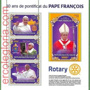 B1670 - NIGER - ERROR MISPERF Stamp Sheet - 2023 - Papa Francisco, Rotary