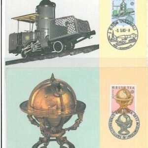 15623 - SWITZERLAND -  EUROPA CEPT set of 2 MAXIMUM CARDS maps TRAINS