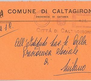 ITALIA  REPUBBLICA storia postale - BUSTA COMUNALE di CALTAGIRONE 1959
