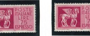 47632 -- ITALIA Repubblica - ESPRESSO due francobolli  con  TAGLIO CHIRURGICO