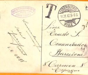 99355 - LUXEMBOURG - Postal History  -  POSTCARD  to SPAIN 1912 - TAXED!