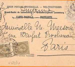 99354 - LUXEMBOURG - Postal History  - 5 Cent rate on POSTCARD  to FRANCE 1899