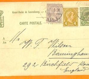 99364 - LUXEMBOURG - Postal History STATIONERY CARD added stamps to ENGLAND 1907