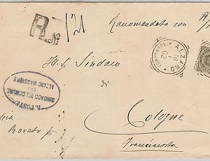ITALIA REGNO:   LETTERA RACCOMANDATA  con annullo TONDO QUANDRO di ALZANO 1902