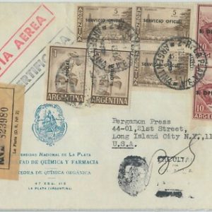74371 - ARGENTINA - POSTAL HISTORY -  OFFICIAL stamps on REGISTERED COVER 1965