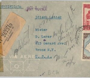 56383 - ARGENTINA -  POSTAL HISTORY:  REGISTERED MAIL COVER to USA 1944