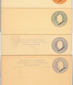 52216 -  ARGENTINA - 4 POSTAL STATIONERY CARDS overprinted SPECIMEN - H&G # 15/8