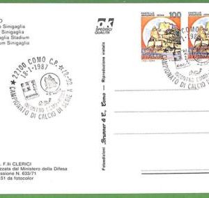 ah2619 -  Italy - POSTAL HISTORY -1987 CALCIO Football COMO / A.S. ROMA