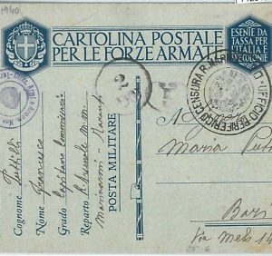 71204 - ITALIA - FRANCHIGIA MILITARE: MARINA R.  ARSENALE - TARANTO  1940
