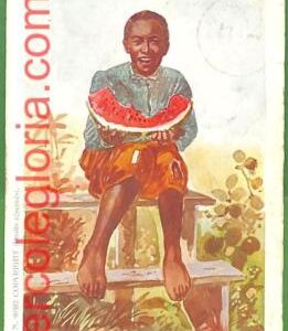 ah2102 - VINTAGE POSTCARD Postal Antigua -  Child eating WATERMELON - Italy