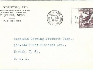 72384 -  NEWFOUNDLAND - POSTAL HISTORY:  Cover to USA 1940 - FISHING postmark