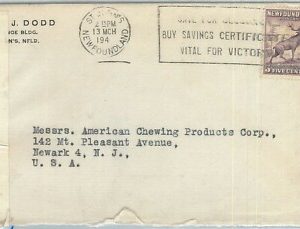 72378 -  NEWFOUNDLAND - POSTAL HISTORY:  Cover to USA 1940's  - CENSOR TAPE