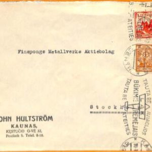 99338 - LITHUANIA - POSTAL HISTORY - Advertising postmark COVER to SWEDEN 1934