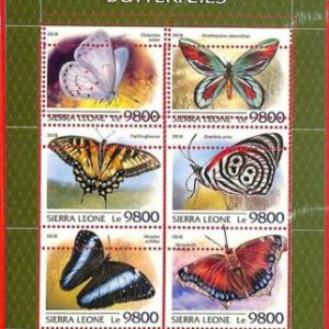 A4680 - SIERRA LEONE - ERROR MISPERF, Miniatura hoja: 2018, Mariposas