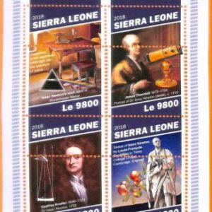 A6880 - SIERRA LEONA, Error, 2018, MISSPERF MINIATURA S: I. Newton, J. Thornhill