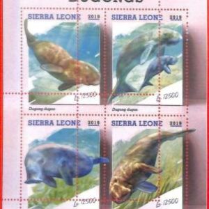A4818 - SIERRA LEONE - ERROR MISPERF Miniatura s: 2019 Dugong dugon, Vida marina