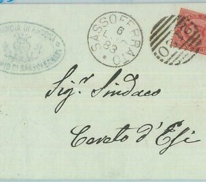 89553 - REGNO - STORIA POSTALE - Annullo NUMERALE su BUSTA - SASSOFERRATO Ancona