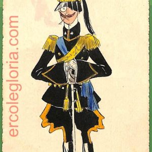 ah1744 - CARTOLINA EPOCA dipinta a MANO - Costume Militare ARTIGLIERIA CAVALLO