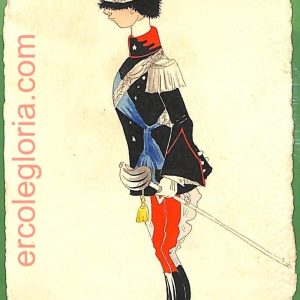 ah1753 - CARTOLINA EPOCA dipinta a MANO - Costume Militare LODI Cavalleggeri