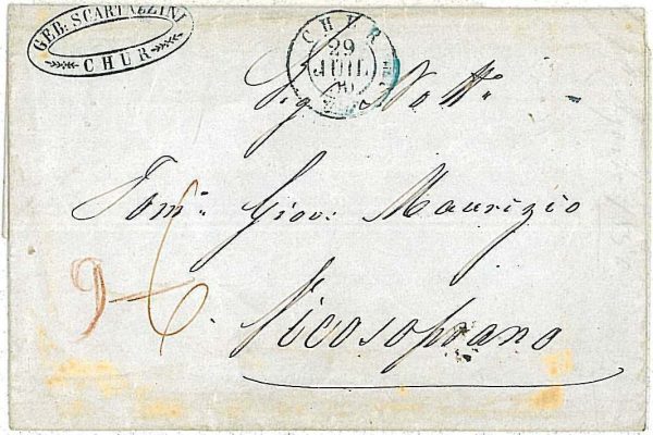 21297  - SWITZERLAND Schweiz - POSTAL HISTORY - PREPHILATELIC COVER 1850 - CHUR