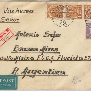 50979  DENMARK   -  POSTAL HISTORY  - REGISTERED AIRMAIL COVER to ARGENTINA 1946