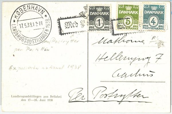 64687 - DENMARK - POSTAL HISTORY - POSTMARK on POSTCARD 1939 - STAMP SHOW