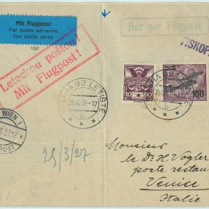 67680 - Czechoslovakia  - Postal History -  First FLIGHT COVER  Muller # 19 1927