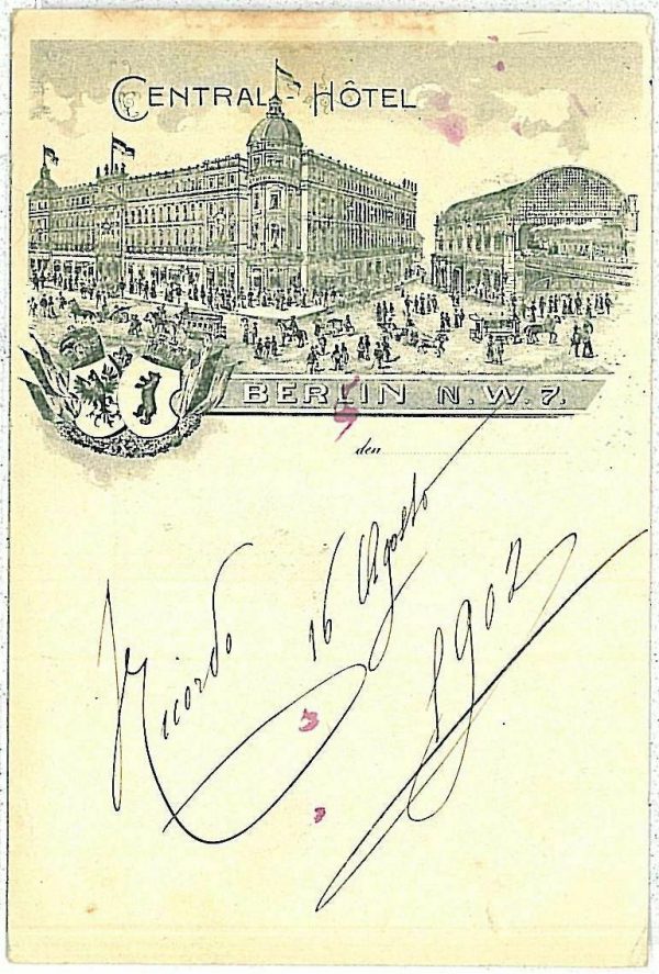 25871   Ansichtskarten VINTAGE POSTCARD: GERMANY - BERLIN: CENTRAL HOTEL 1902