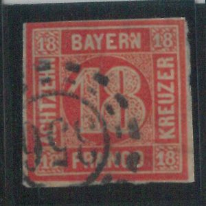 77983b  - GERMANY Bayern -  STAMP:  Michel  #  13 -  USED with small faults